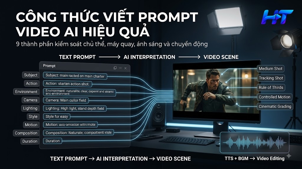 Cấu trúc đầy đủ một prompt gồm nhiều thành phần nối tiếp